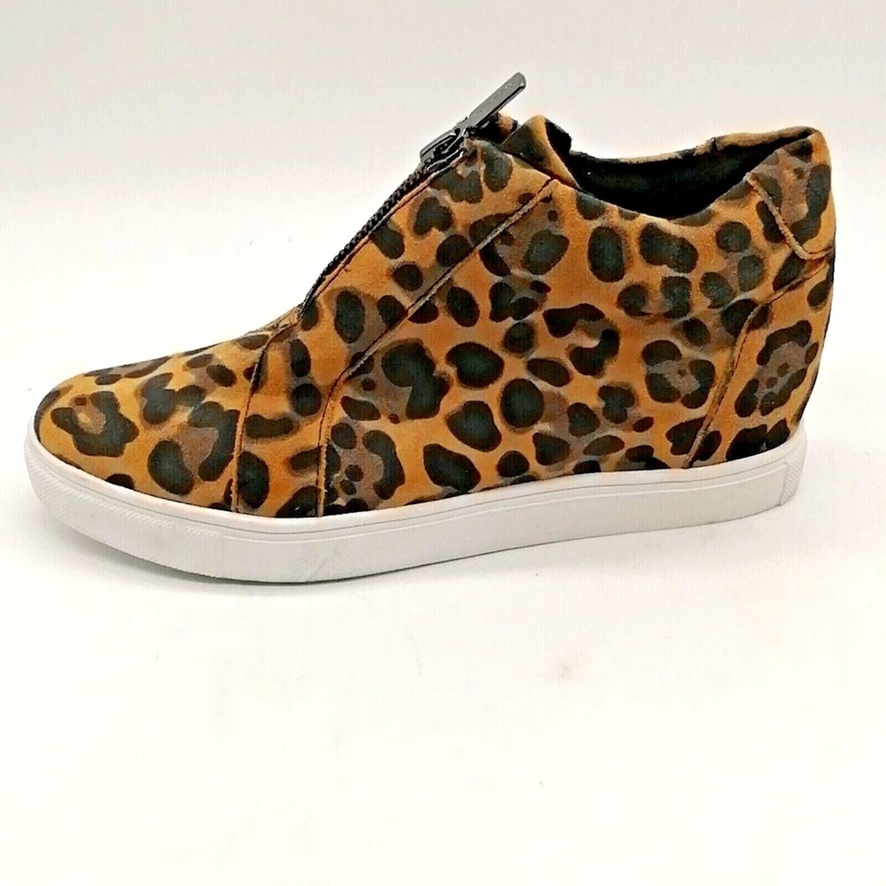 Blondo Sneakers Womens Brown Leopard 6.5 Waterproof High Top Shoes Zip Front